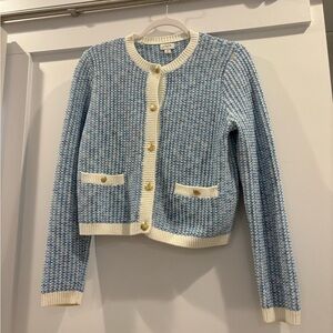 J. Crew Blue and Cream Knit Sweater